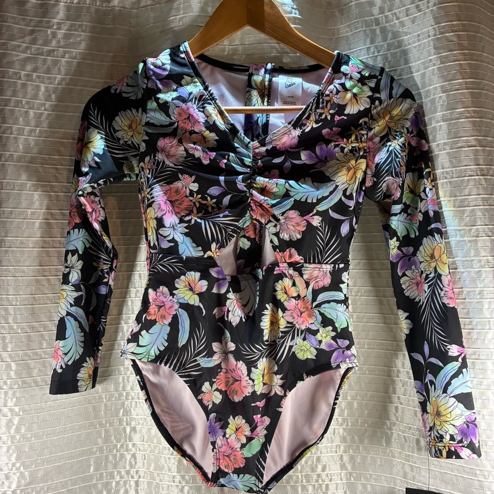 art class Multicolor Floral Long Sleeve Kids Swimsuit